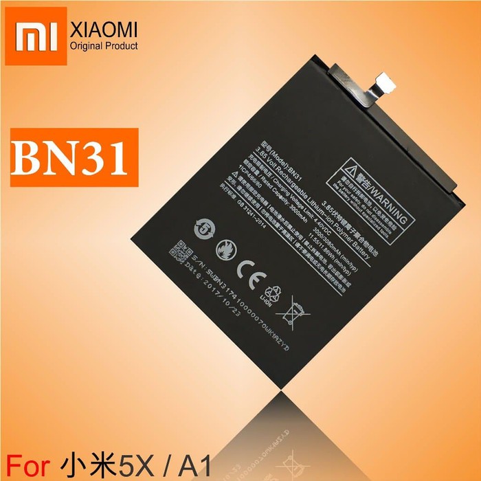BATTERY BN31/S2/MI A1/REDMI NOTE 5A/Y1 LTE