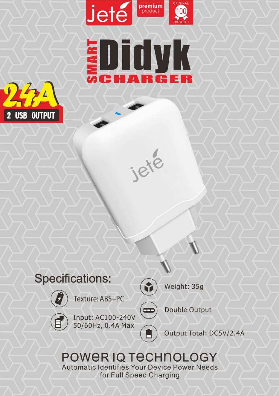 TRAVEL CHARGER JETE DIDYK 2 USB