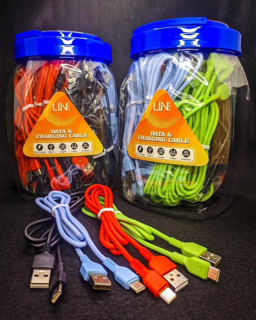 KABEL DATA LIN WARNA BULAT 1 METER 2.4A TYPE C